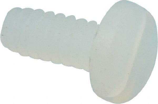 Made in USA - #4-40 UNC, 1/4" Length Under Head Slotted Drive Machine Screw - Pan Head, Grade 6/6 Nylon, Uncoated, Without Washer - Apex Tool & Supply