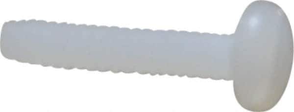 Made in USA - #4-40 UNC, 1/2" Length Under Head Slotted Drive Machine Screw - Pan Head, Grade 6/6 Nylon, Uncoated, Without Washer - Apex Tool & Supply