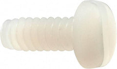 Made in USA - #6-32 UNC, 3/8" Length Under Head Slotted Drive Machine Screw - Pan Head, Grade 6/6 Nylon, Uncoated, Without Washer - Apex Tool & Supply