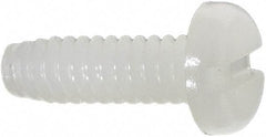 Made in USA - #6-32 UNC, 7/16" Length Under Head Slotted Drive Machine Screw - Pan Head, Grade 6/6 Nylon, Uncoated, Without Washer - Apex Tool & Supply