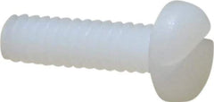 Made in USA - #6-32 UNC, 1/2" Length Under Head Slotted Drive Machine Screw - Pan Head, Grade 6/6 Nylon, Uncoated, Without Washer - Apex Tool & Supply