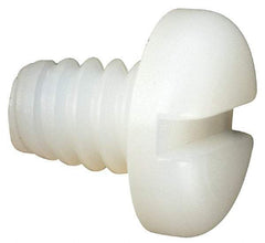 Made in USA - #10-24 UNC, 1/4" Length Under Head Slotted Drive Machine Screw - Pan Head, Grade 6/6 Nylon, Uncoated, Without Washer - Apex Tool & Supply