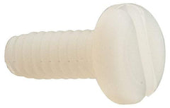Made in USA - #10-24 UNC, 1/2" Length Under Head Slotted Drive Machine Screw - Pan Head, Grade 6/6 Nylon, Uncoated, Without Washer - Apex Tool & Supply