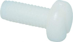 Made in USA - #10-32 UNF, 1/2" Length Under Head Slotted Drive Machine Screw - Pan Head, Grade 6/6 Nylon, Uncoated, Without Washer - Apex Tool & Supply