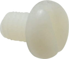 Made in USA - 1/4-20 UNC, 3/8" Length Under Head Slotted Drive Machine Screw - Pan Head, Grade 6/6 Nylon, Uncoated, Without Washer - Apex Tool & Supply