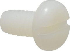 Made in USA - 1/4-20 UNC, 1/2" Length Under Head Slotted Drive Machine Screw - Pan Head, Grade 6/6 Nylon, Uncoated, Without Washer - Apex Tool & Supply
