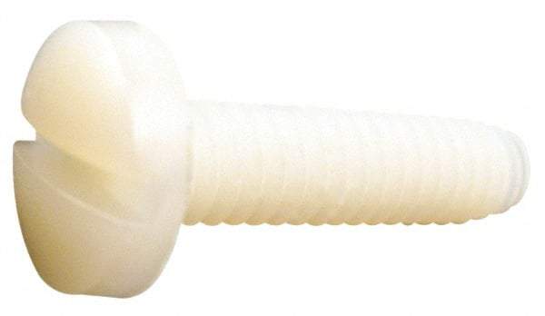 Made in USA - #6-32 UNC, 5/8" Length Under Head Slotted Drive Machine Screw - Binding Head, Grade 6/6 Nylon, Uncoated, Without Washer - Apex Tool & Supply