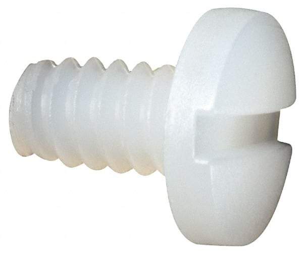 Made in USA - #6-32 UNC, 1/4" Length Under Head Slotted Drive Machine Screw - Binding Head, Grade 6/6 Nylon, Uncoated, Without Washer - Apex Tool & Supply