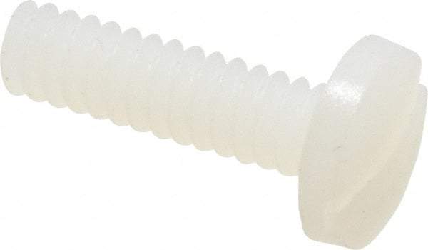 Made in USA - #6-32 UNC, 1/2" Length Under Head Slotted Drive Machine Screw - Binding Head, Grade 6/6 Nylon, Uncoated, Without Washer - Apex Tool & Supply