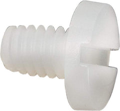 Made in USA - #8-32 UNC, 1/4" Length Under Head Slotted Drive Machine Screw - Binding Head, Grade 6/6 Nylon, Uncoated, Without Washer - Apex Tool & Supply