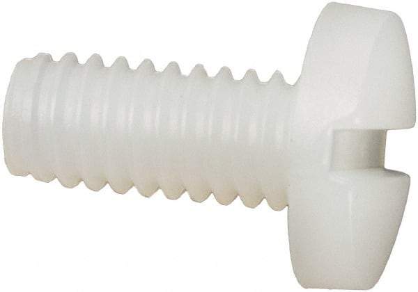 Made in USA - #8-32 UNC, 3/8" Length Under Head Slotted Drive Machine Screw - Binding Head, Grade 6/6 Nylon, Uncoated, Without Washer - Apex Tool & Supply