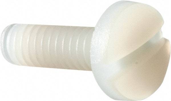 Made in USA - #8-32 UNC, 1/2" Length Under Head Slotted Drive Machine Screw - Binding Head, Grade 6/6 Nylon, Uncoated, Without Washer - Apex Tool & Supply
