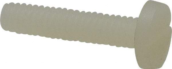 Made in USA - #8-32 UNC, 3/4" Length Under Head Slotted Drive Machine Screw - Binding Head, Grade 6/6 Nylon, Uncoated, Without Washer - Apex Tool & Supply