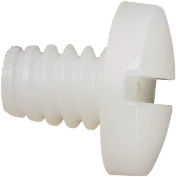 Made in USA - #10-24 UNC, 1/4" Length Under Head Slotted Drive Machine Screw - Binding Head, Grade 6/6 Nylon, Uncoated, Without Washer - Apex Tool & Supply