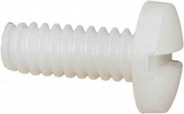 Made in USA - #10-24 UNC, 1/2" Length Under Head Slotted Drive Machine Screw - Binding Head, Grade 6/6 Nylon, Uncoated, Without Washer - Apex Tool & Supply