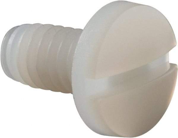 Made in USA - 1/4-20 UNC, 1/2" Length Under Head Slotted Drive Machine Screw - Binding Head, Grade 6/6 Nylon, Uncoated, Without Washer - Apex Tool & Supply