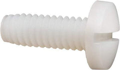 Made in USA - 1/4-20 UNC, 3/4" Length Under Head Slotted Drive Machine Screw - Binding Head, Grade 6/6 Nylon, Uncoated, Without Washer - Apex Tool & Supply