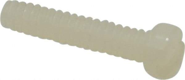 Made in USA - #4-40 UNC, 1/2" Length Under Head Slotted Drive Machine Screw - Fillister Head, Grade 6/6 Nylon, Uncoated, Without Washer - Apex Tool & Supply
