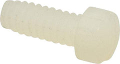 Made in USA - #6-32 UNC, 3/8" Length Under Head Slotted Drive Machine Screw - Fillister Head, Grade 6/6 Nylon, Uncoated, Without Washer - Apex Tool & Supply