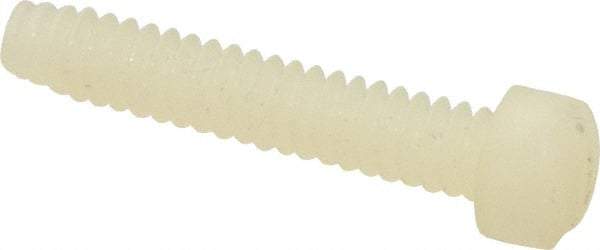 Made in USA - #6-32 UNC, 3/4" Length Under Head Slotted Drive Machine Screw - Fillister Head, Grade 6/6 Nylon, Uncoated, Without Washer - Apex Tool & Supply