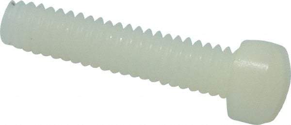 Made in USA - #8-32 UNC, 3/4" Length Under Head Slotted Drive Machine Screw - Fillister Head, Grade 6/6 Nylon, Uncoated, Without Washer - Apex Tool & Supply