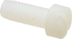 Made in USA - #10-32 UNF, 1/2" Length Under Head Slotted Drive Machine Screw - Fillister Head, Grade 6/6 Nylon, Uncoated, Without Washer - Apex Tool & Supply