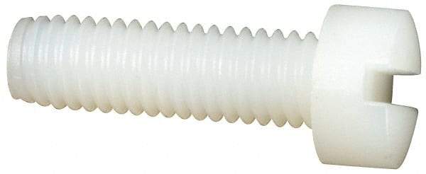 Made in USA - #10-32 UNF, 5/8" Length Under Head Slotted Drive Machine Screw - Fillister Head, Grade 6/6 Nylon, Uncoated, Without Washer - Apex Tool & Supply
