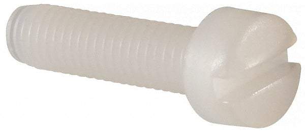 Made in USA - #10-32 UNF, 3/4" Length Under Head Slotted Drive Machine Screw - Fillister Head, Grade 6/6 Nylon, Uncoated, Without Washer - Apex Tool & Supply
