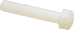 Made in USA - #10-32 UNF, 1" Length Under Head Slotted Drive Machine Screw - Fillister Head, Grade 6/6 Nylon, Uncoated, Without Washer - Apex Tool & Supply