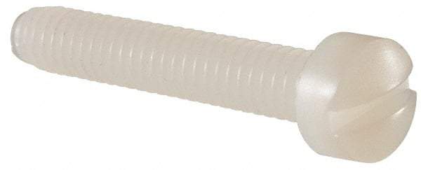Made in USA - 1/4-20 UNC, 1-1/2" Length Under Head Slotted Drive Machine Screw - Fillister Head, Grade 6/6 Nylon, Uncoated, Without Washer - Apex Tool & Supply