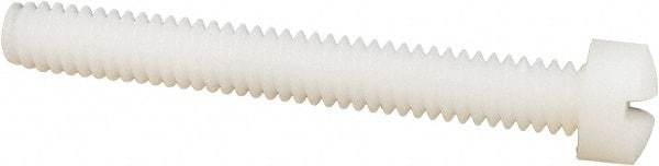 Made in USA - 1/4-20 UNC, 2" Length Under Head Slotted Drive Machine Screw - Fillister Head, Grade 6/6 Nylon, Uncoated, Without Washer - Apex Tool & Supply