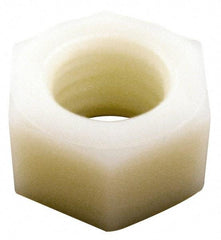 Made in USA - 1-8 UNC Nylon Right Hand Hex Nut - 37.34mm Across Flats, 22.1mm High, Uncoated - Apex Tool & Supply