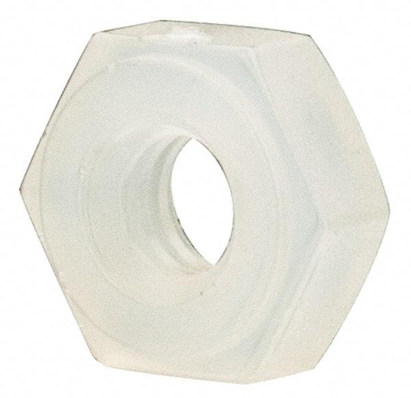 Made in USA - #2-56 UNC Nylon Right Hand Hex Nut - 4.57mm Across Flats, 1.78mm High, Uncoated - Apex Tool & Supply