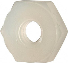 Made in USA - #4-40 UNC Nylon Right Hand Hex Nut - 1/4" Across Flats, 2.54mm High, Uncoated - Apex Tool & Supply