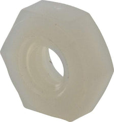 Made in USA - #8-32 UNC Nylon Right Hand Hex Nut - 8.51mm Across Flats, 3.3mm High, Uncoated - Apex Tool & Supply