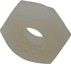 Made in USA - #10-24 UNC Nylon Right Hand Hex Nut - 9.27mm Across Flats, 3.43mm High, Uncoated - Apex Tool & Supply