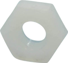 Made in USA - #10-32 UNF Nylon Right Hand Hex Nut - 9.27mm Across Flats, 3.43mm High, Uncoated - Apex Tool & Supply