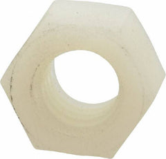 Made in USA - 3/8-16 UNC Nylon Right Hand Hex Nut - 14.22mm Across Flats, 8.38mm High, Uncoated - Apex Tool & Supply