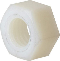 Made in USA - 1/2-13 UNC Nylon Right Hand Hex Nut - 3/4" Across Flats, 10.92mm High, Uncoated - Apex Tool & Supply