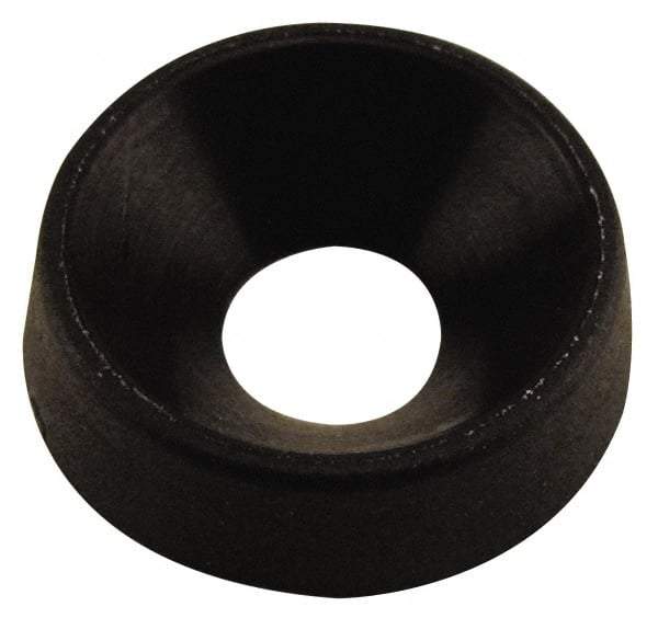 Made in USA - 4.06mm Thick, Black Oxide Finish, Nylon, Standard Countersunk Washer - 5.72mm ID x 15.47mm OD - Apex Tool & Supply
