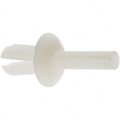 Made in USA - Round Head Nylon Push Mount Blind Rivet - Nylon Mandrel, 0.156" to 0.281" Grip, 3/8" Head Diam, 0.187" Max Hole Diam, 0.38" Length Under Head, 1/8" Body Diam - Apex Tool & Supply