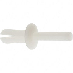 Made in USA - Truss Head Nylon Push Mount Blind Rivet - Nylon Mandrel, 0.281" to 1/2" Grip, 0.468" Head Diam, 1/4" Max Hole Diam, 0.62" Length Under Head, 0.15" Body Diam - Apex Tool & Supply
