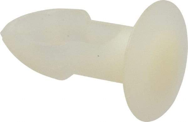 Made in USA - 1/4" to 1/4" Hole Diam, Keyhole Shank, Nylon Panel Rivet - 3/8" Material Thickness, 1/2" Head Diam - Apex Tool & Supply