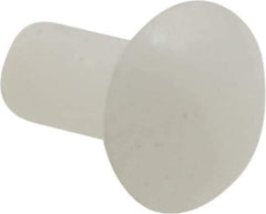 Made in USA - 1/8" Body Diam, Round Acetal Solid Rivet - 1/4" Length Under Head, 1/4" Head Diam x 0.068" Head Height - Apex Tool & Supply