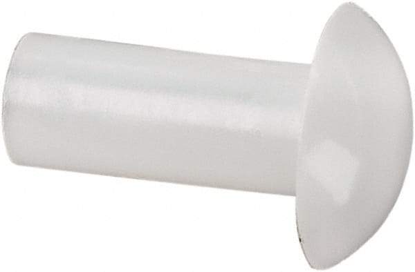 Made in USA - 1/8" Body Diam, Round Acetal Solid Rivet - 5/16" Length Under Head, 1/4" Head Diam x 0.068" Head Height - Apex Tool & Supply