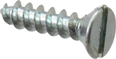 Value Collection - #2, 3/8" OAL, Slotted Drive, Flat Head Wood Screw - Zinc Plated Steel, Grade 2 - Apex Tool & Supply