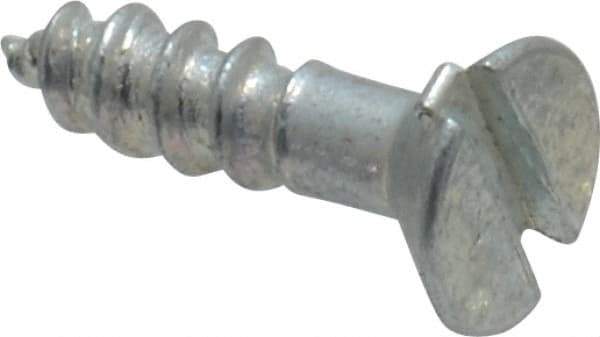 Value Collection - #3, 3/8" OAL, Slotted Drive, Flat Head Wood Screw - Zinc Plated Steel, Grade 2 - Apex Tool & Supply