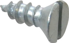 Value Collection - #6, 3/8" OAL, Slotted Drive, Flat Head Wood Screw - Zinc Plated Steel, Grade 2 - Apex Tool & Supply