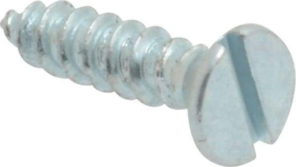 Value Collection - #6, 5/8" OAL, Slotted Drive, Flat Head Wood Screw - Zinc Plated Steel, Grade 2 - Apex Tool & Supply