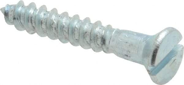 Value Collection - #6, 7/8" OAL, Slotted Drive, Flat Head Wood Screw - Zinc Plated Steel, Grade 2 - Apex Tool & Supply